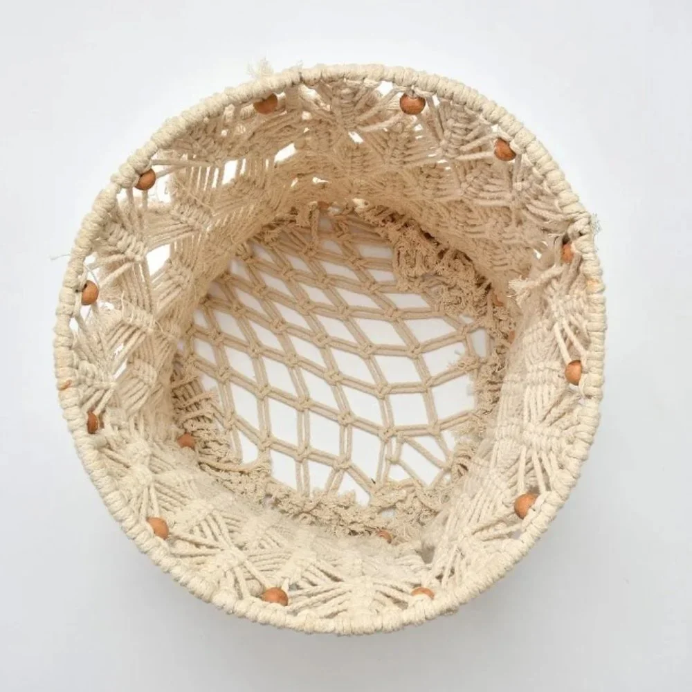 Macrame Wireframe Basket Round, 15x15 inches - Picture 2 of 4